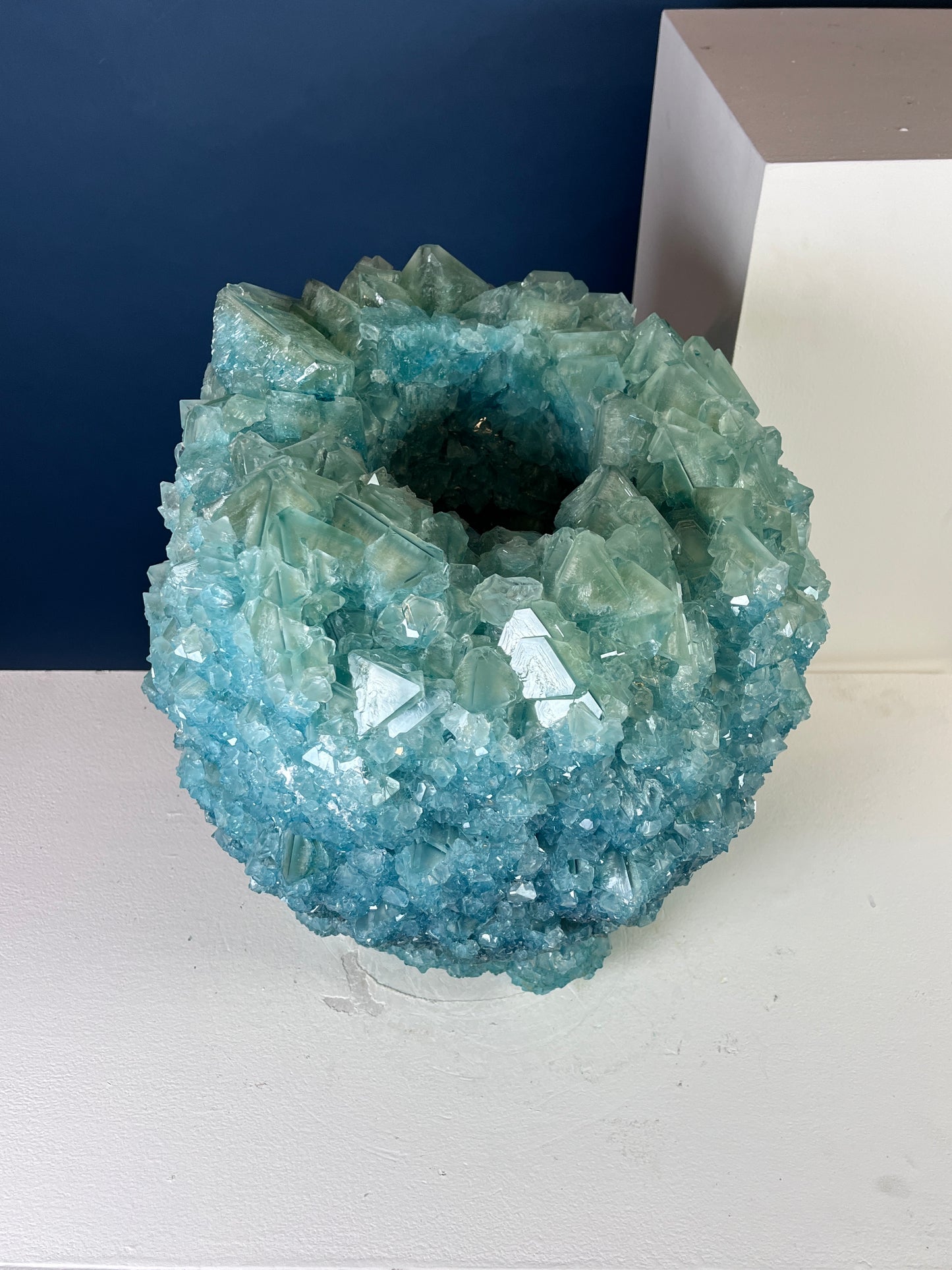 Crystal Vase Large -  Cyan