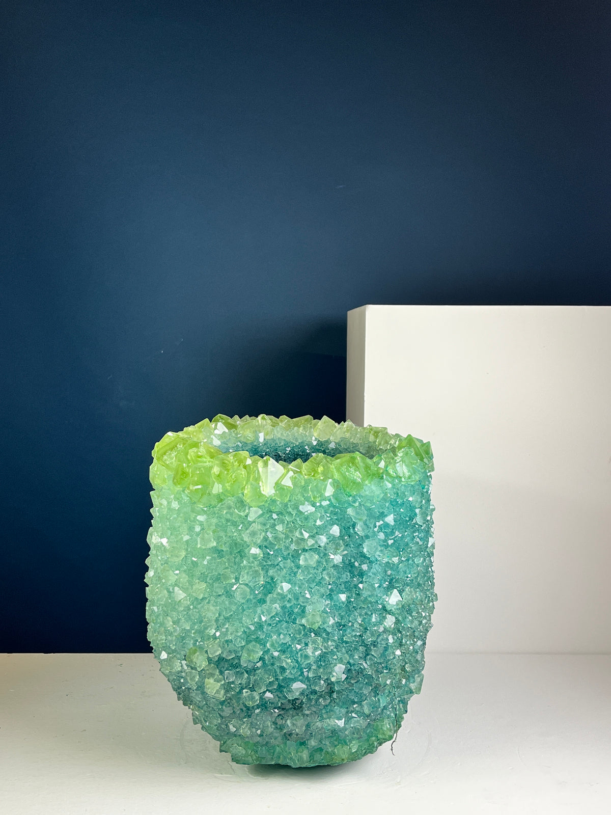 Crystal Vase Large - Green in blue