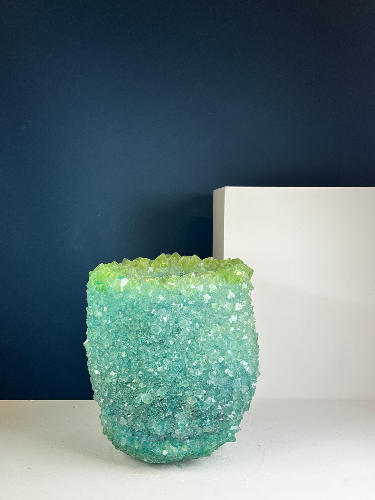Crystal Vase Large - Green in blue