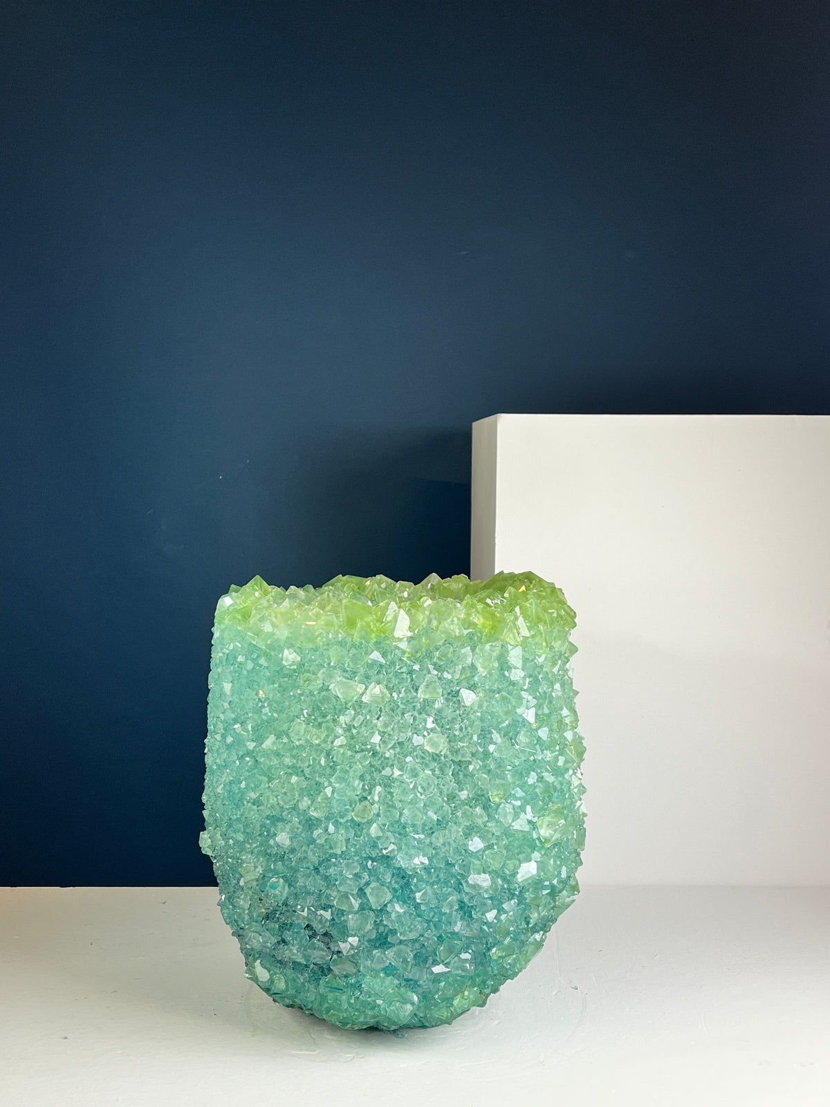 Crystal Vase Large - Green in blue