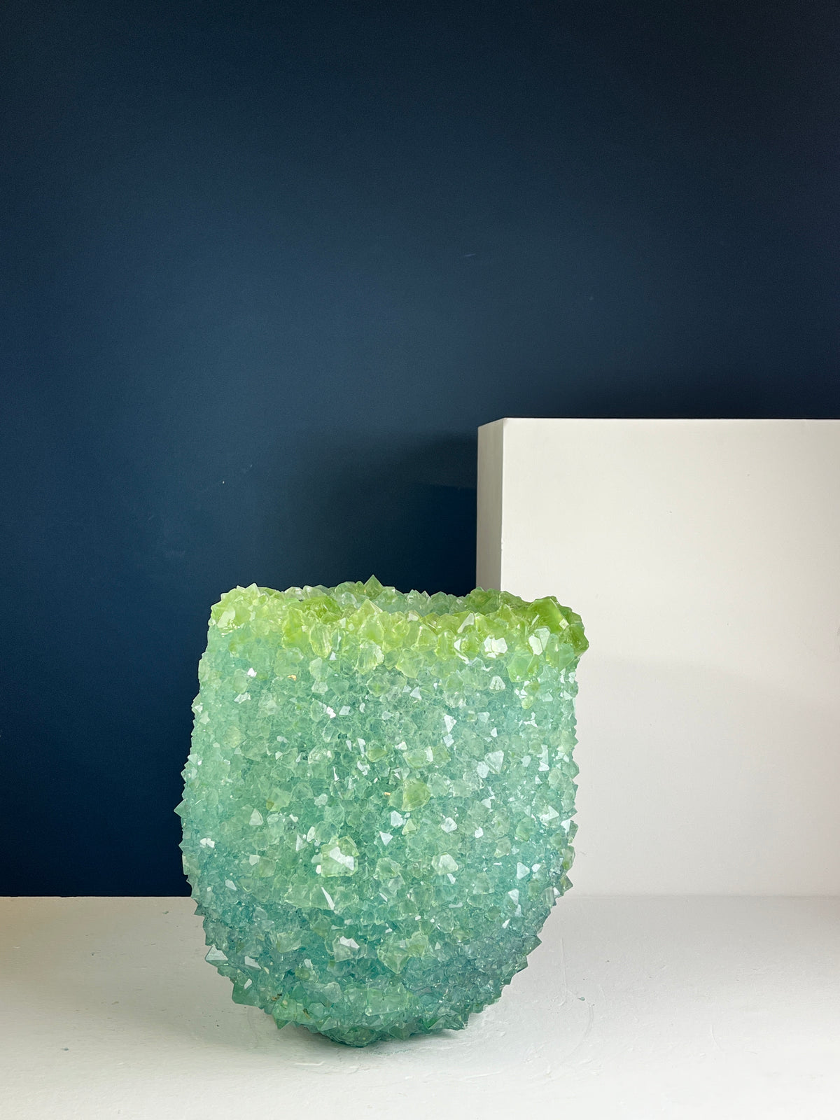 Crystal Vase Large - Green in blue