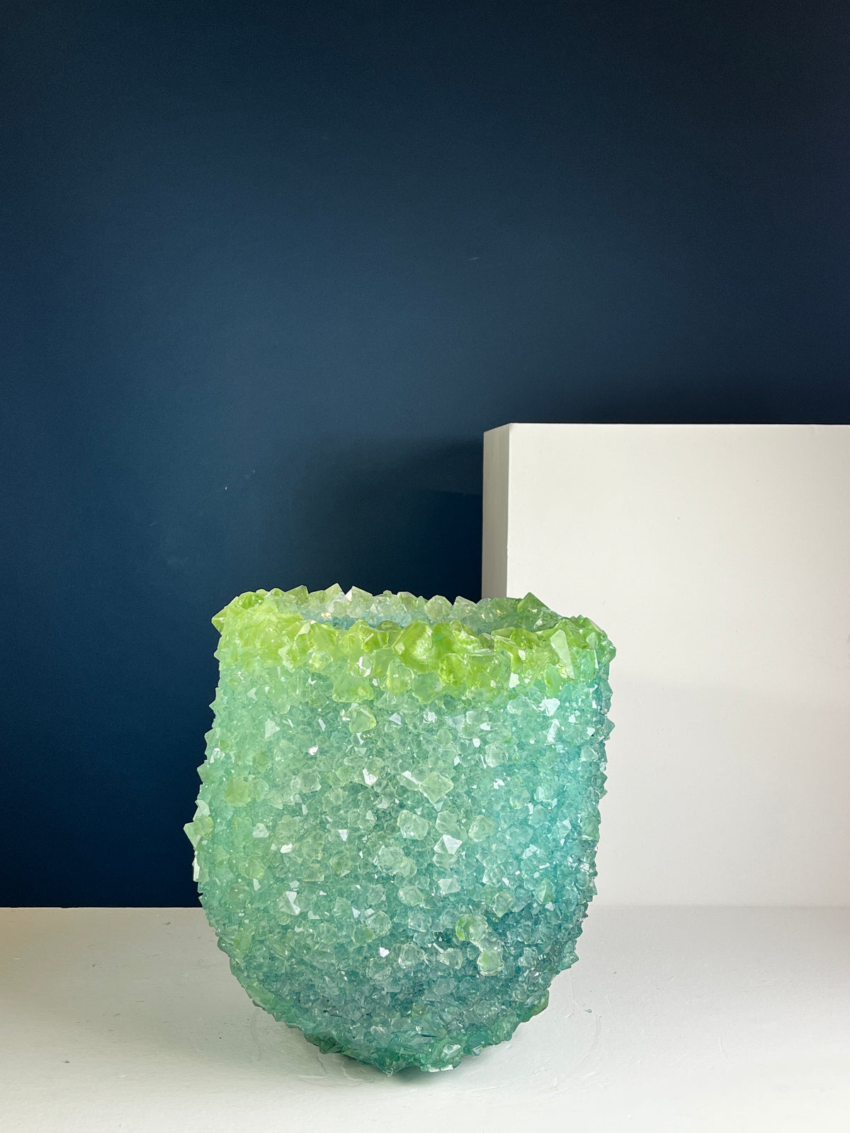 Crystal Vase Large - Green in blue
