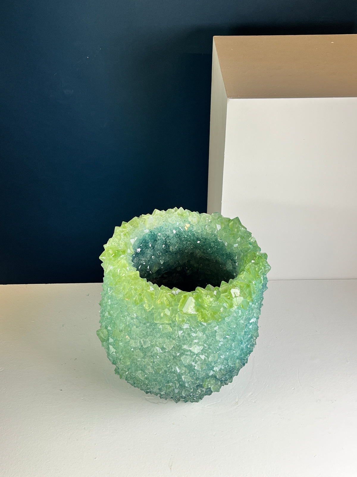Crystal Vase Large - Green in blue
