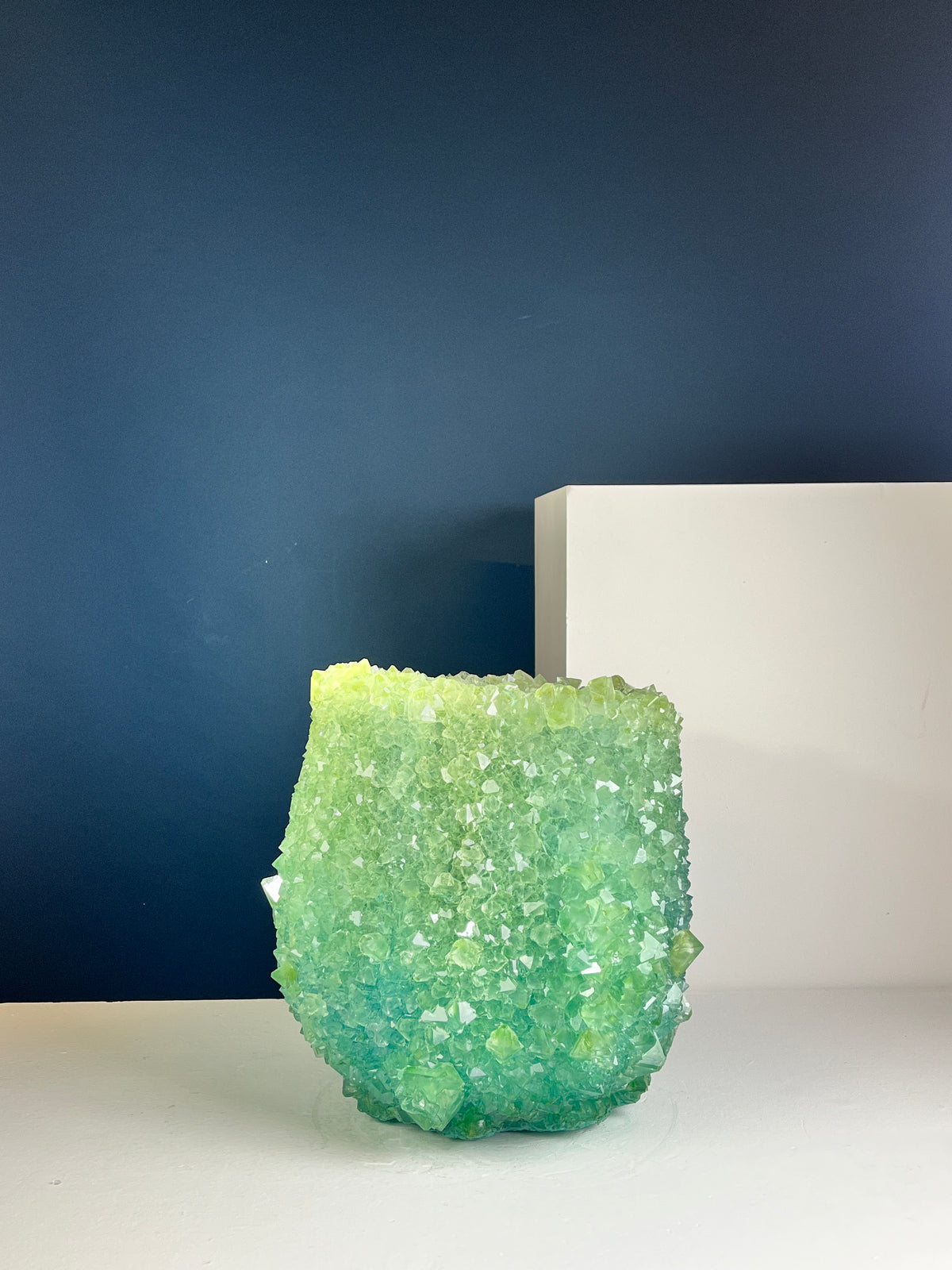 Crystal Vase Large - Greenish Blue
