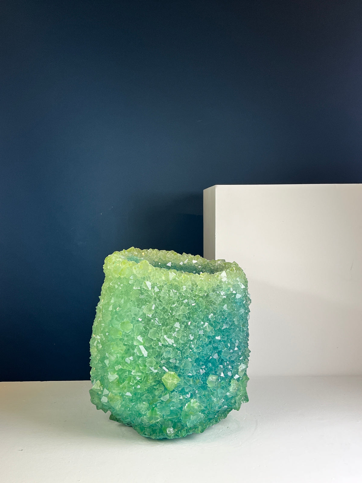 Crystal Vase Large - Greenish Blue
