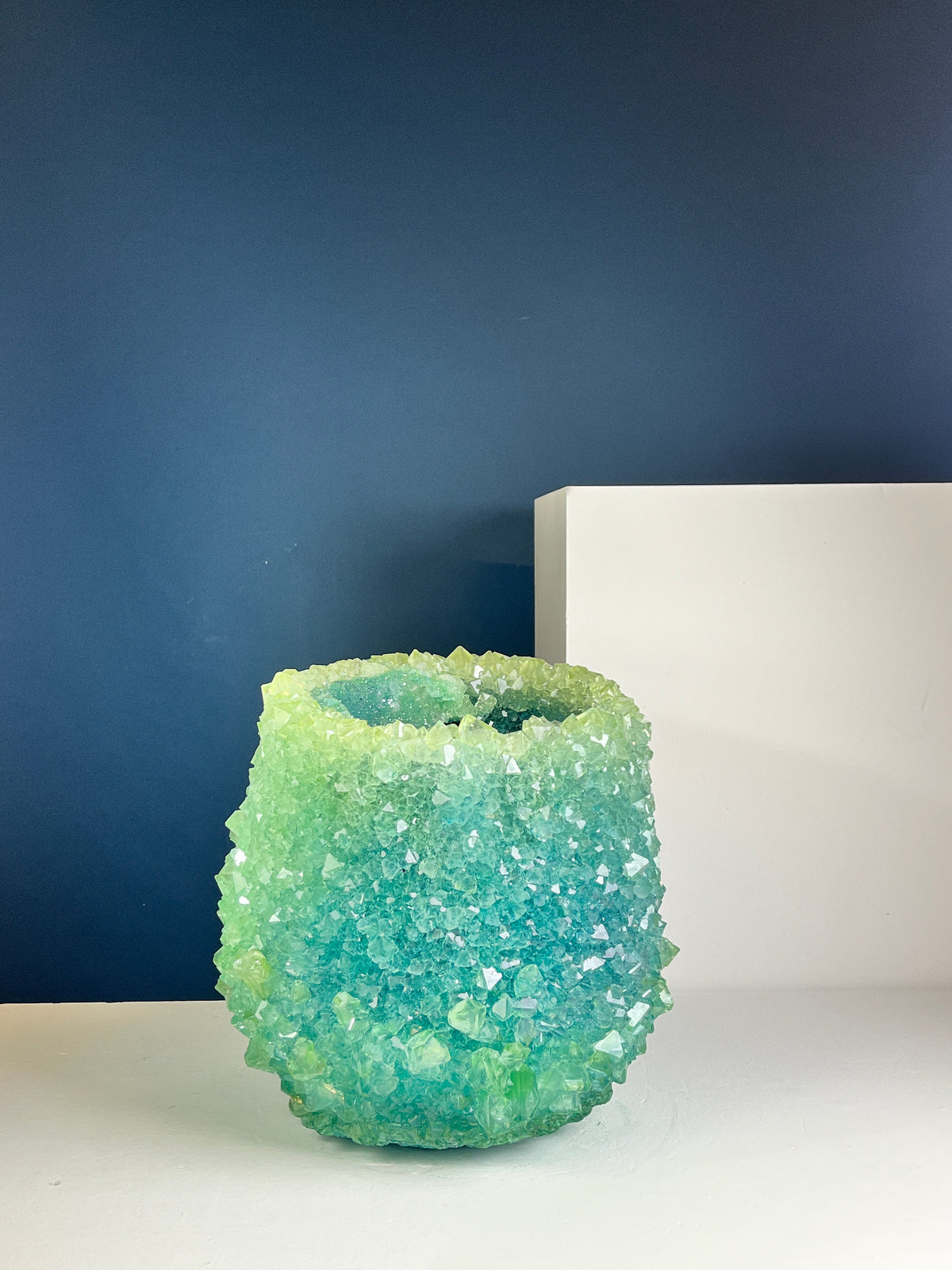 Crystal Vase Large - Greenish Blue