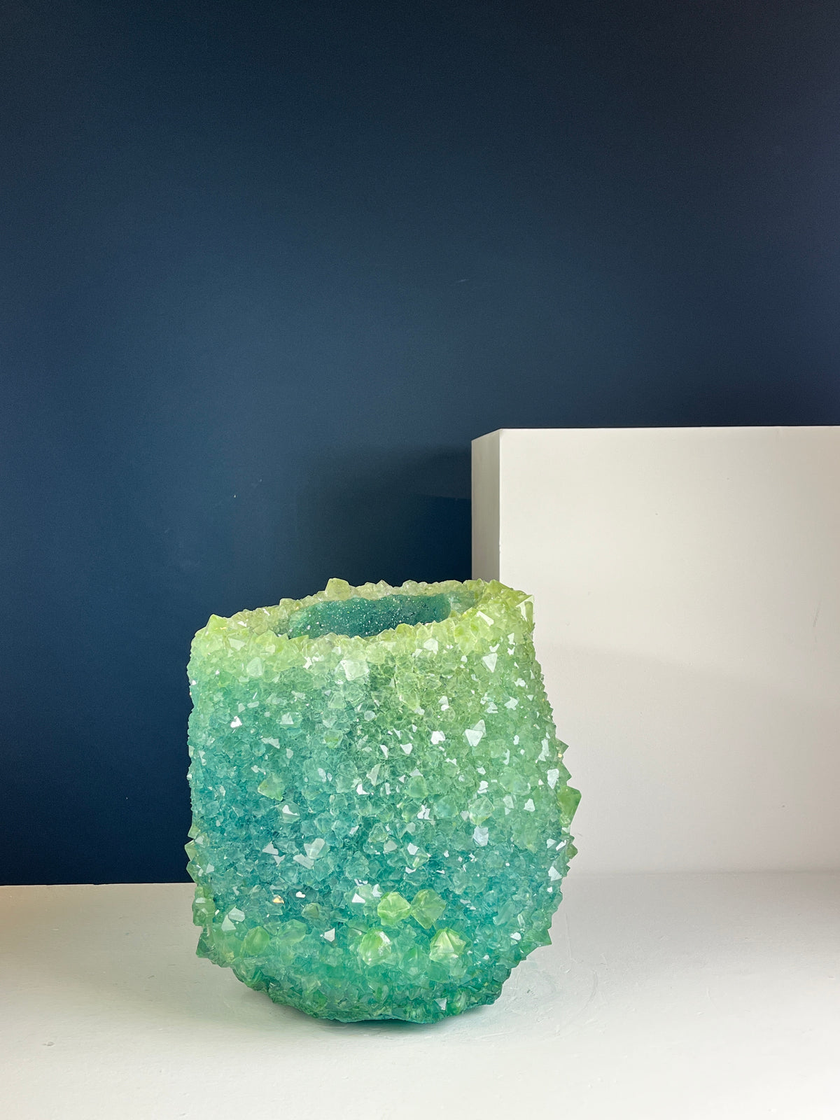 Crystal Vase Large - Greenish Blue