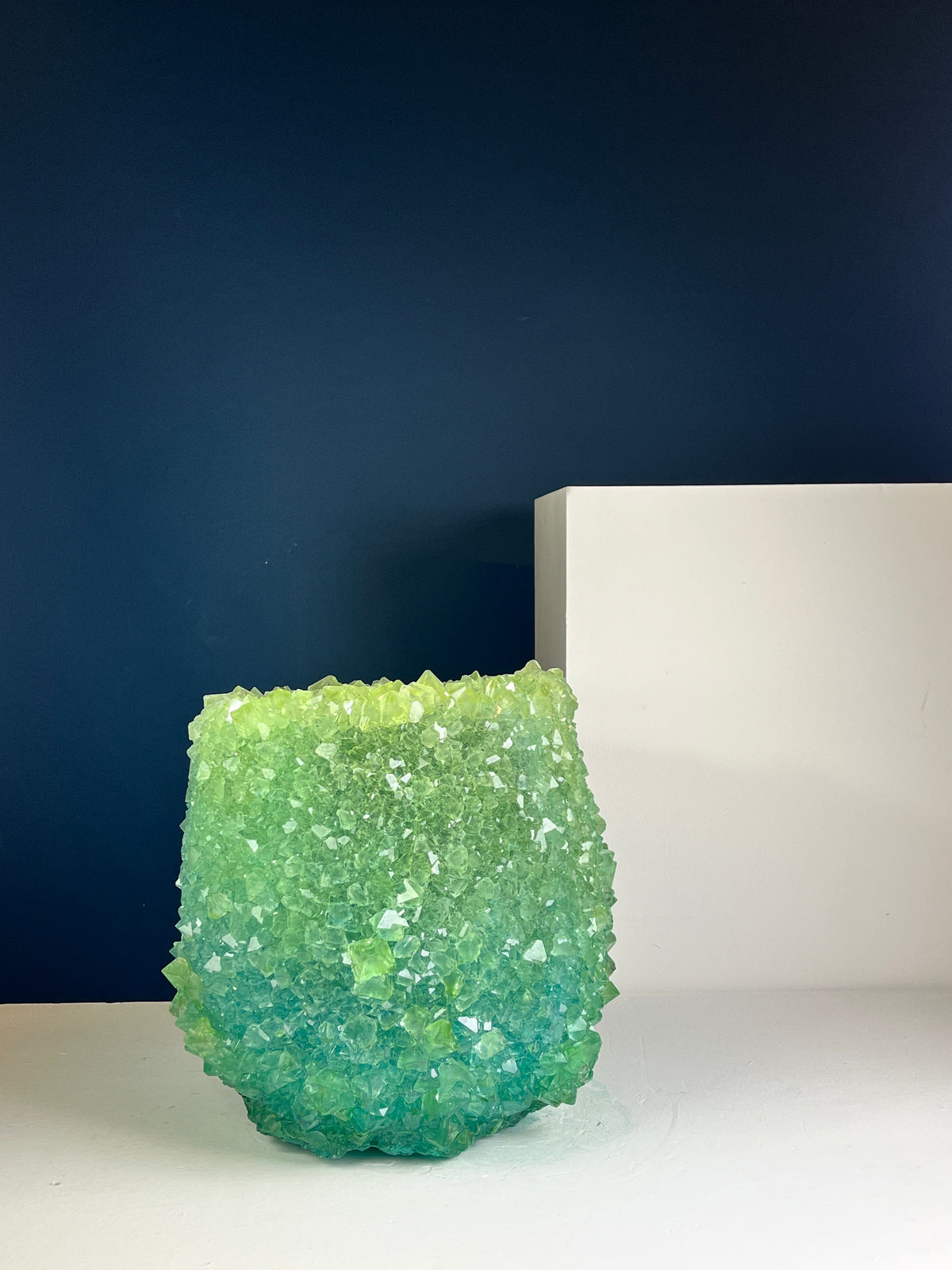 Crystal Vase Large - Greenish Blue