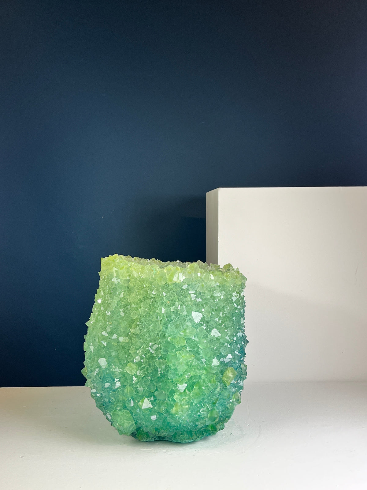 Crystal Vase Large - Greenish Blue