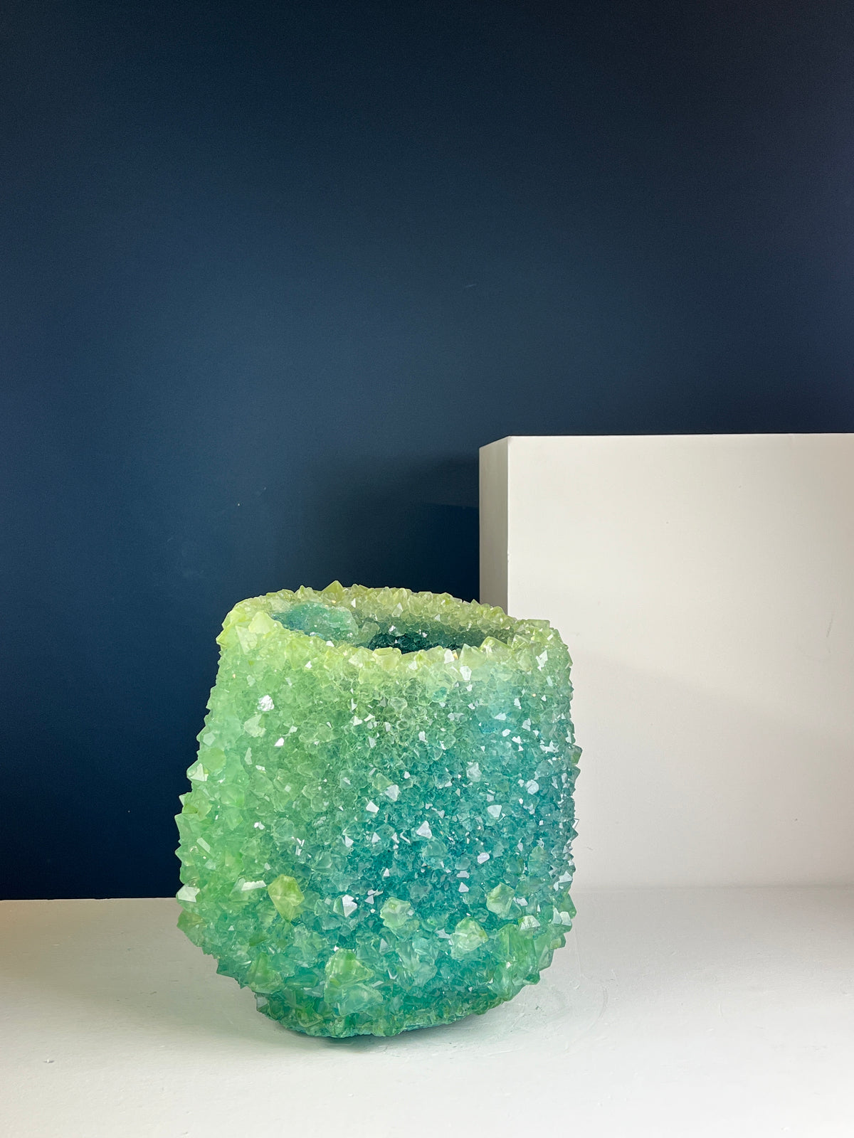 Crystal Vase Large - Greenish Blue