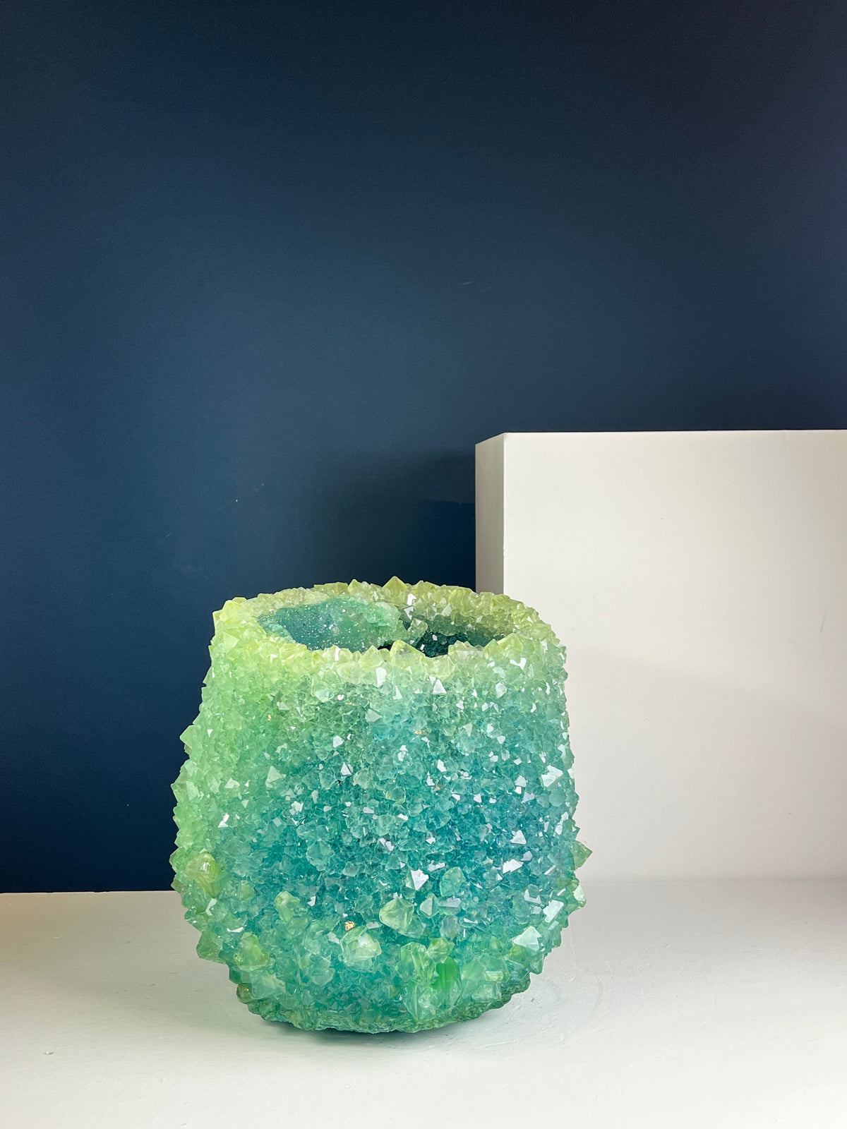 Crystal Vase Large - Greenish Blue
