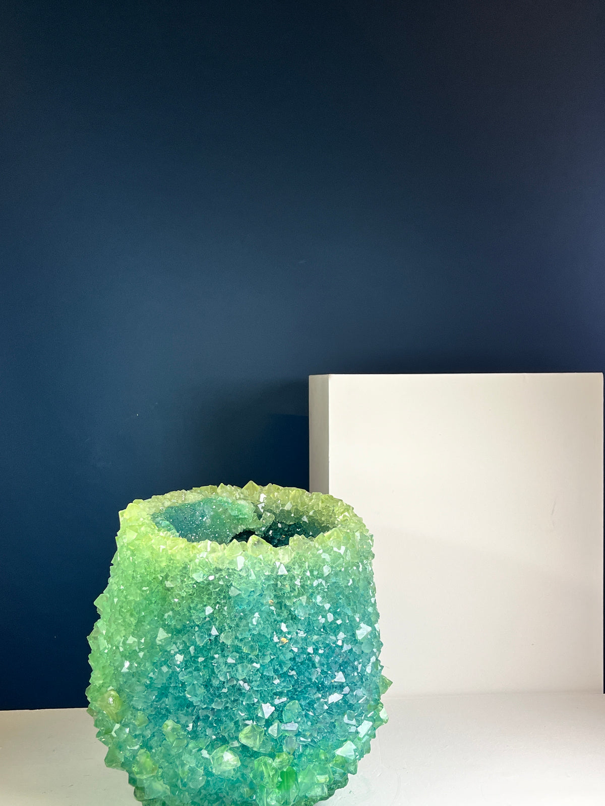Crystal Vase Large - Greenish Blue