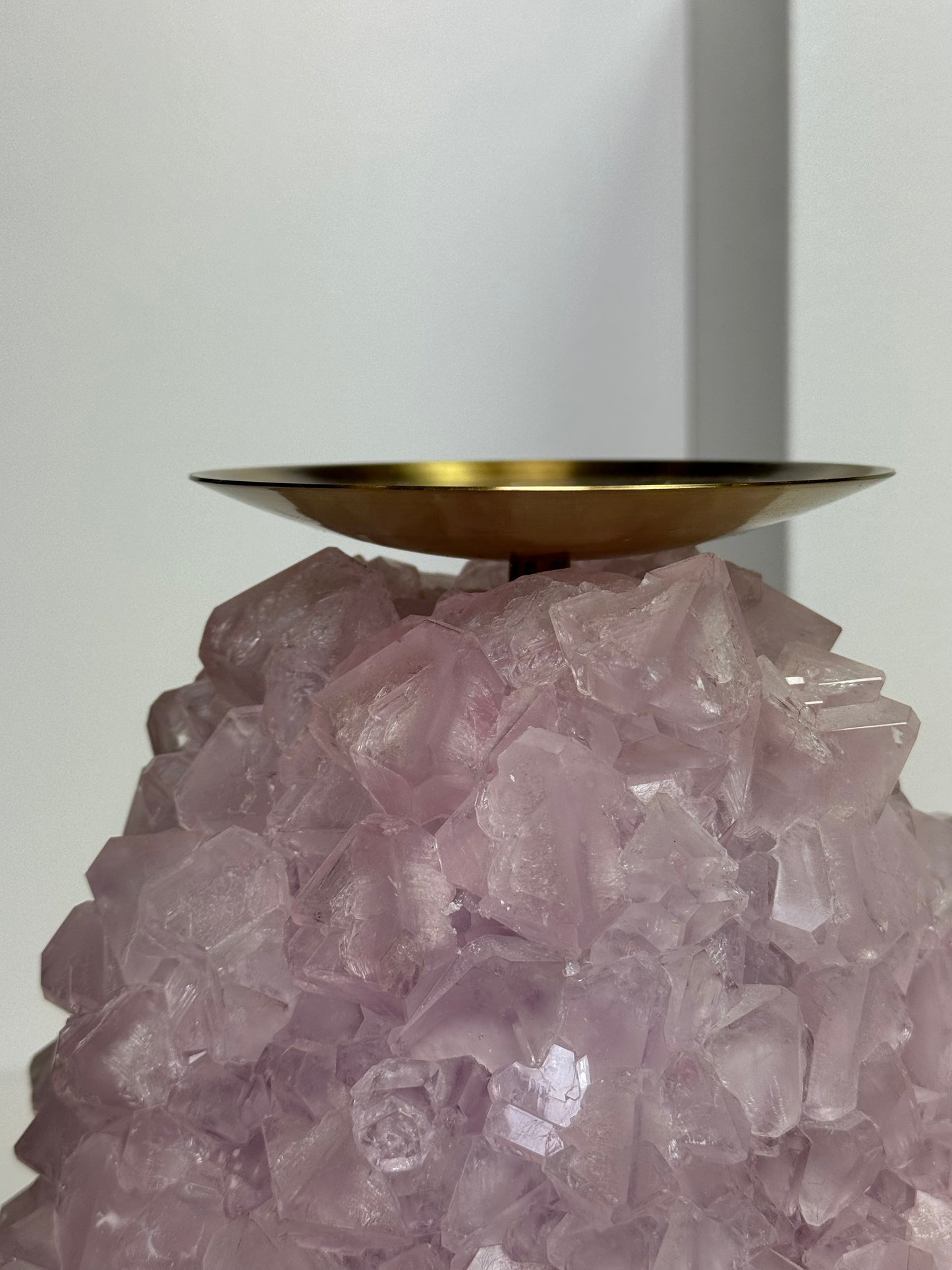 Pillar Candle Holder -  Rose Quartz