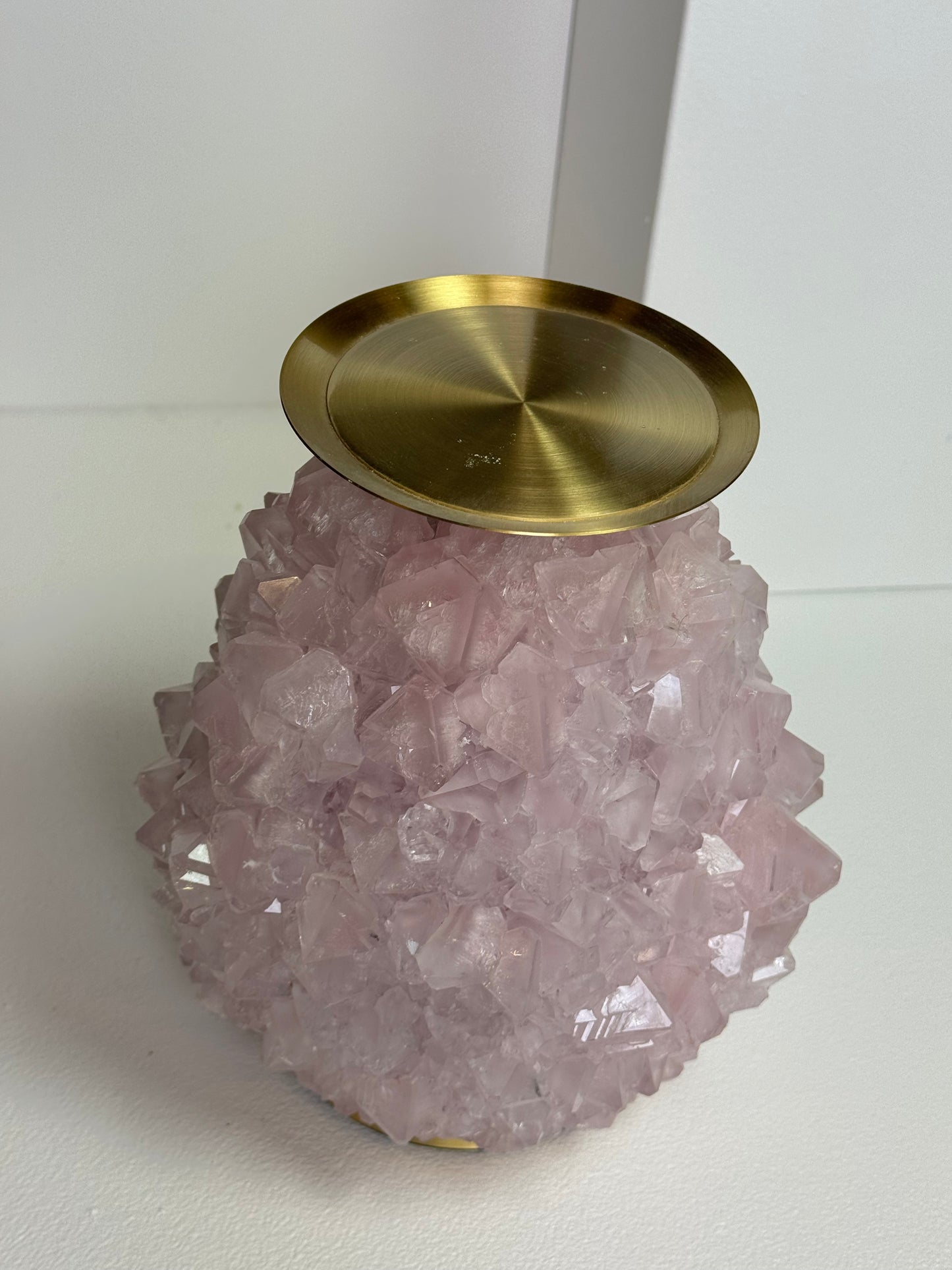 Pillar Candle Holder -  Rose Quartz