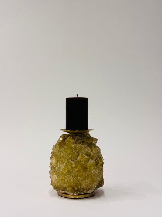 Pillar Candle Holder -  Olive Green