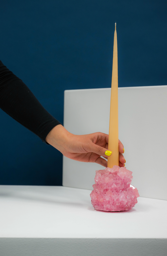 Candlestick Holder - Rose Quartz